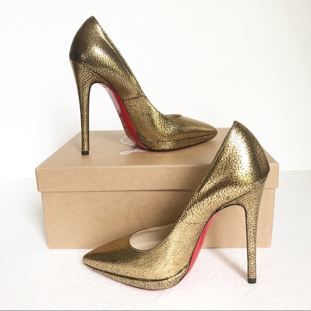 Christian Louboutin Gold Pigalle Leather Pumps